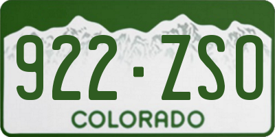 CO license plate 922ZSO