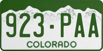 CO license plate 923PAA