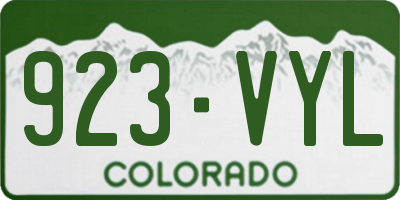 CO license plate 923VYL