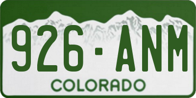 CO license plate 926ANM