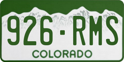 CO license plate 926RMS