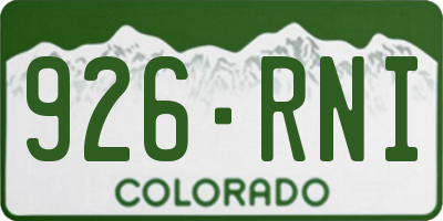 CO license plate 926RNI