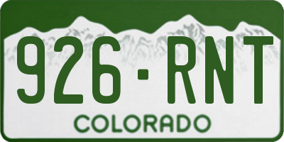 CO license plate 926RNT
