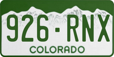 CO license plate 926RNX