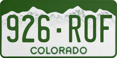 CO license plate 926ROF
