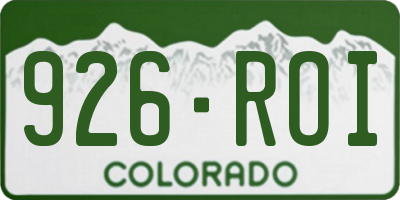 CO license plate 926ROI
