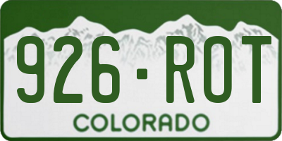 CO license plate 926ROT