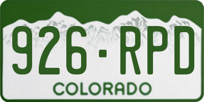 CO license plate 926RPD