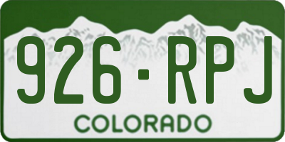 CO license plate 926RPJ