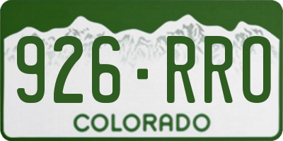 CO license plate 926RRO