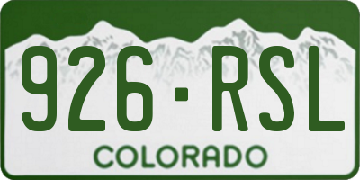 CO license plate 926RSL