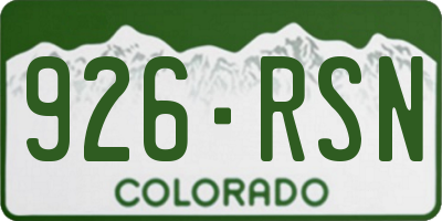 CO license plate 926RSN