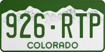 CO license plate 926RTP