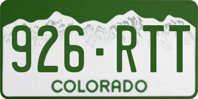 CO license plate 926RTT