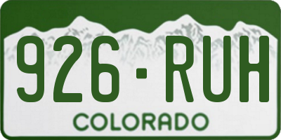 CO license plate 926RUH