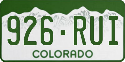 CO license plate 926RUI