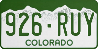 CO license plate 926RUY