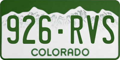 CO license plate 926RVS