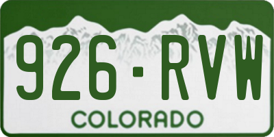 CO license plate 926RVW