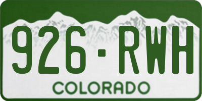 CO license plate 926RWH