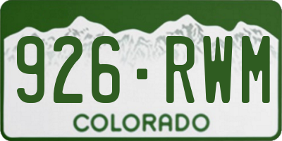 CO license plate 926RWM
