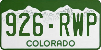 CO license plate 926RWP