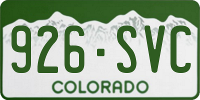 CO license plate 926SVC