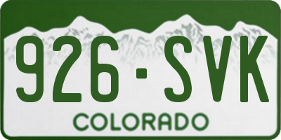 CO license plate 926SVK