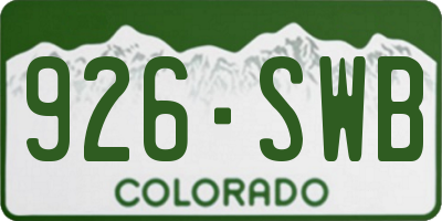 CO license plate 926SWB
