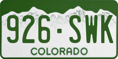CO license plate 926SWK