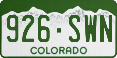 CO license plate 926SWN