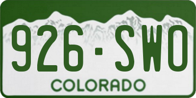 CO license plate 926SWO