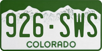 CO license plate 926SWS