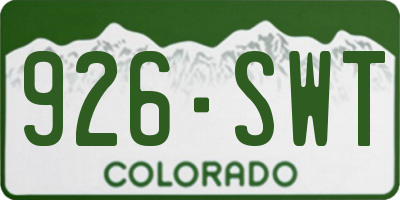 CO license plate 926SWT