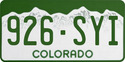 CO license plate 926SYI