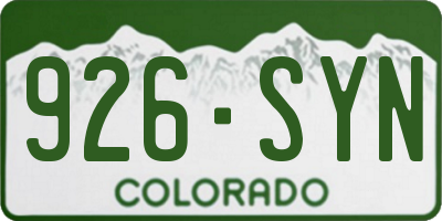 CO license plate 926SYN