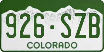 CO license plate 926SZB