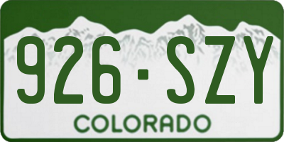 CO license plate 926SZY