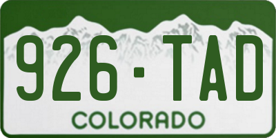 CO license plate 926TAD