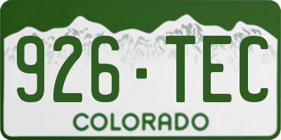 CO license plate 926TEC