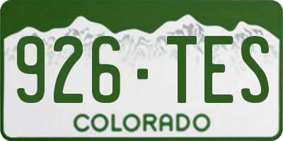 CO license plate 926TES