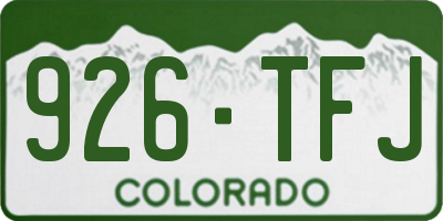 CO license plate 926TFJ