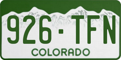 CO license plate 926TFN