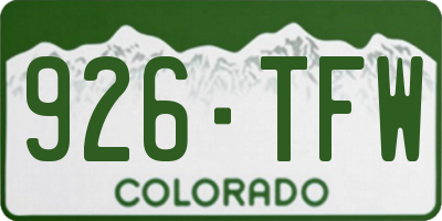 CO license plate 926TFW