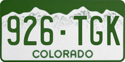 CO license plate 926TGK