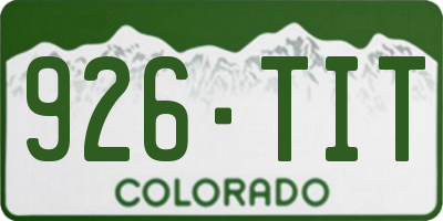 CO license plate 926TIT