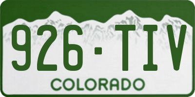 CO license plate 926TIV