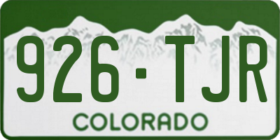 CO license plate 926TJR