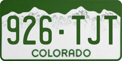 CO license plate 926TJT