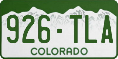 CO license plate 926TLA